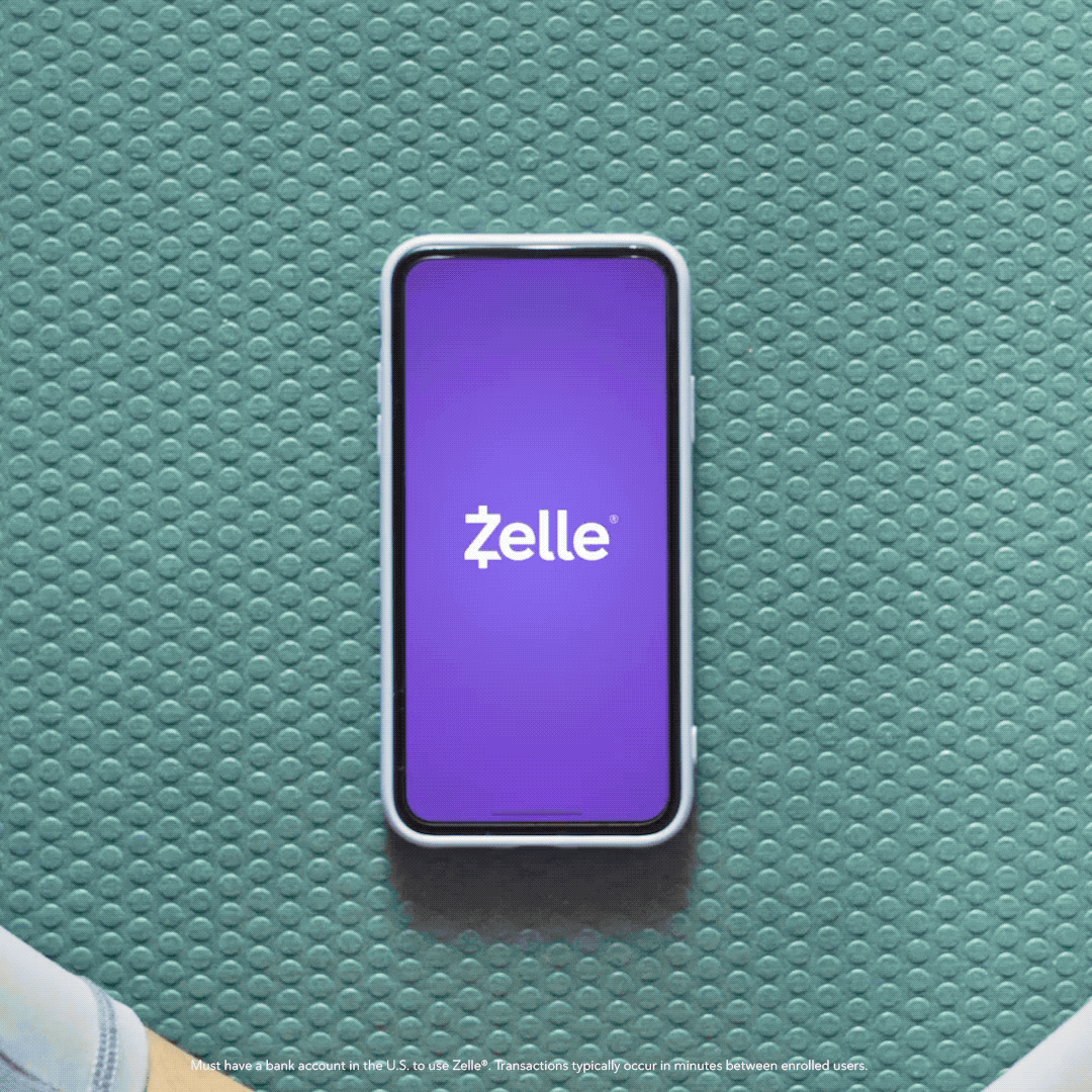 Zelle GIF cell phone with logo